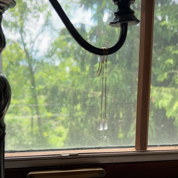 Vtg Rose Quartz Teardrop Shoulder Duster Earrings Borealis Jewelry of New York - Picture 4 of 7